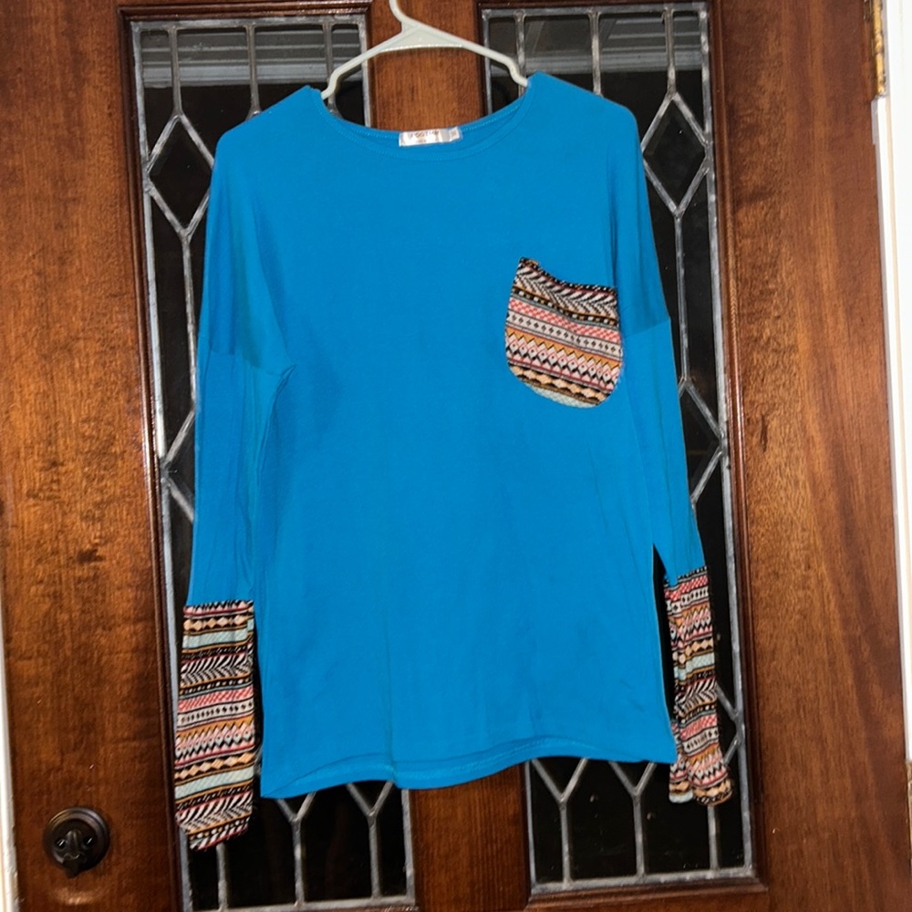 Blue long sleeve shirt. Size medium